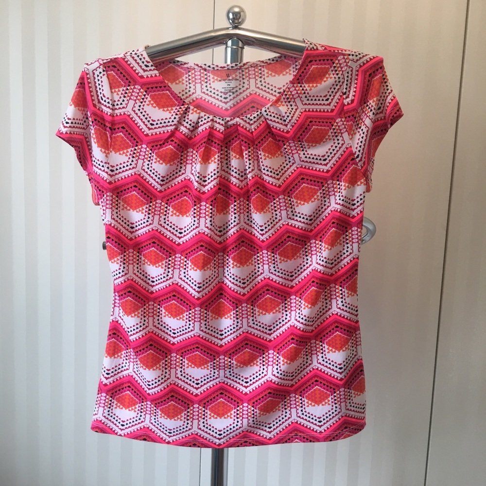 Worthington Petite sleeveless pink and white blouse Size M